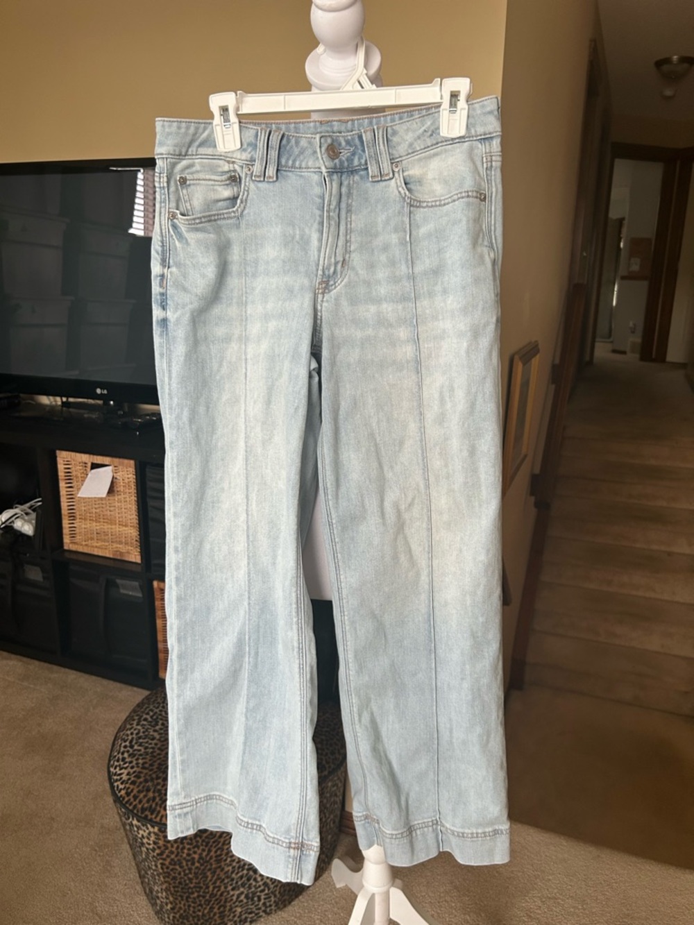 American Eagle Outfitters curvy High-waisted Stove-pipe Light Blue Wide-leg Jean